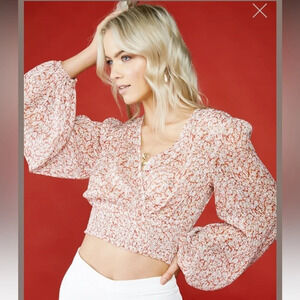 Bardot Revolve Mabel Wrap Crop Top Womens 8 Boho Cottagecore Feminine Floral
